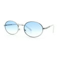 thumbnail image 5 of Classy Oval 90s Hip Hop Rapper Shade Metal Rim Retro Sunglasses Silver - Blue, 5 of 8