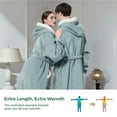 thumbnail image 4 of (2 pack) Cozy Comfort Ovesized Wearable Blanket Hoodie, Long Sherpa Fleece Blanket Sweatshirt, with Warm Big Hood, Side Split and Belt, Light Green, Oversize, 4 of 7