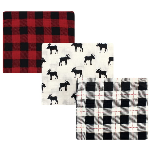 Hudson Baby Unisex Baby Muslin Swaddle Blankets, Moose 3Pack Walmart