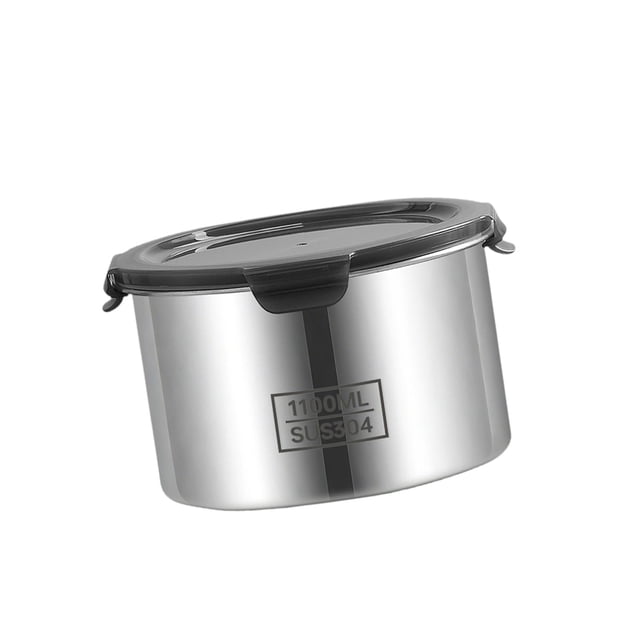 Recipiente hermético de acero inoxidable para almacenar alimentos, ideal para galletas, nueces y cereales. 1100 ml