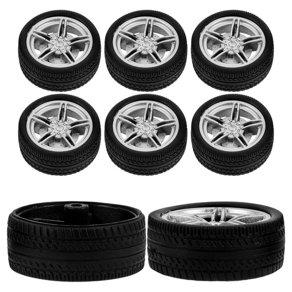 ETHZZLE 8pcs Toy Car Tires Black Plastic for Model Vehicle Educational Use