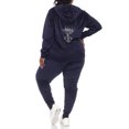 thumbnail image 3 of White Mark Women's Plus Size 2 Piece Rhinestone Velour Tracksuit Set, 3 of 5