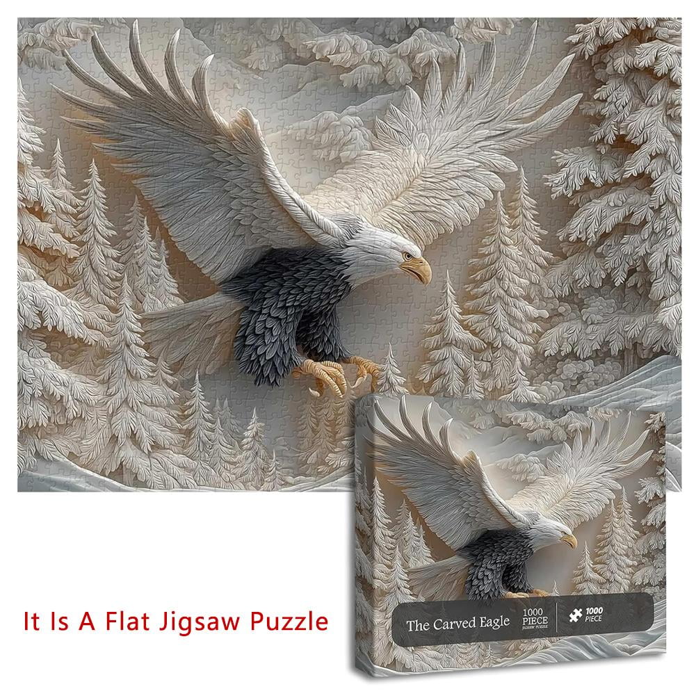 1000 Pieces The Carved Eagle Jigsaw Puzzle Majestic Bald Eagle Wildlife Art Design, Challenging Puzzle Game for Family Activity & Home Decoration
