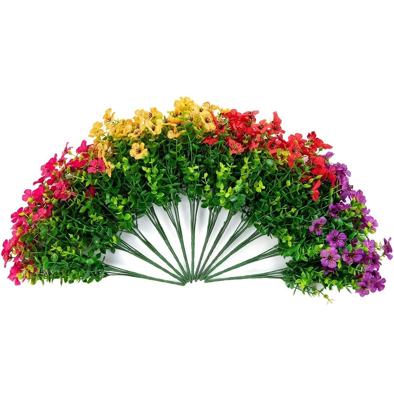 12 Bundles Artificial Flowers, UV Resistant Fake Plants, Realistic Faux Floral for Outdoor Indoor Garden Home Decor, DIY Flower Craft