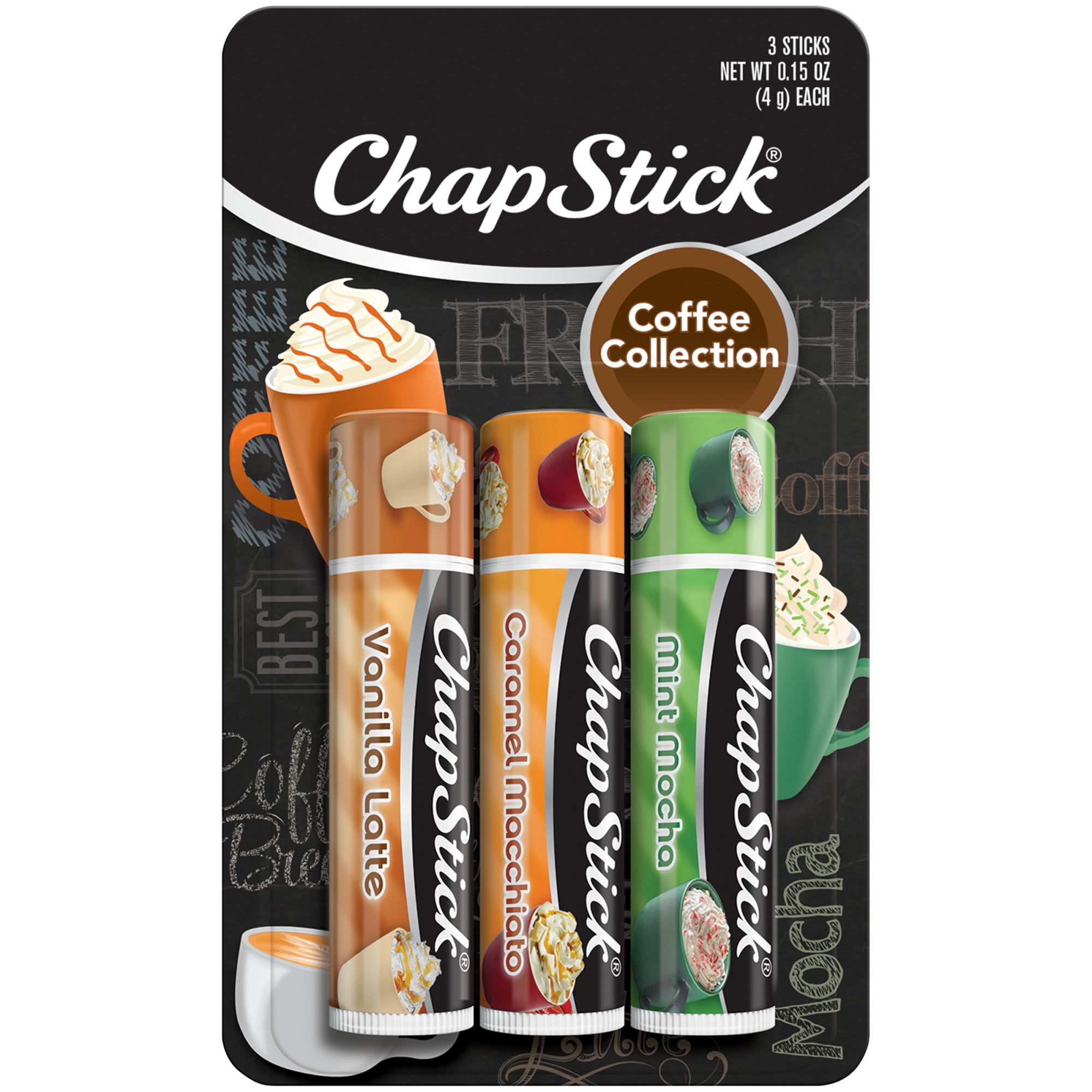 ChapStick Coffee Collection, Coffee Flavored Lip Balm, Pack of 3 Tubes 0.15 Oz Each