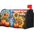 thumbnail image 3 of Fall Mailbox Cover Autumn Pumpkin Sunflower America Flag Patriotic Mailbox Cover Magnetic Standard Size 25.5x21 Inch Rustic Waterproof Post Box Cover Wraps Garden Yard Home Decor for Outdoor, 3 of 6