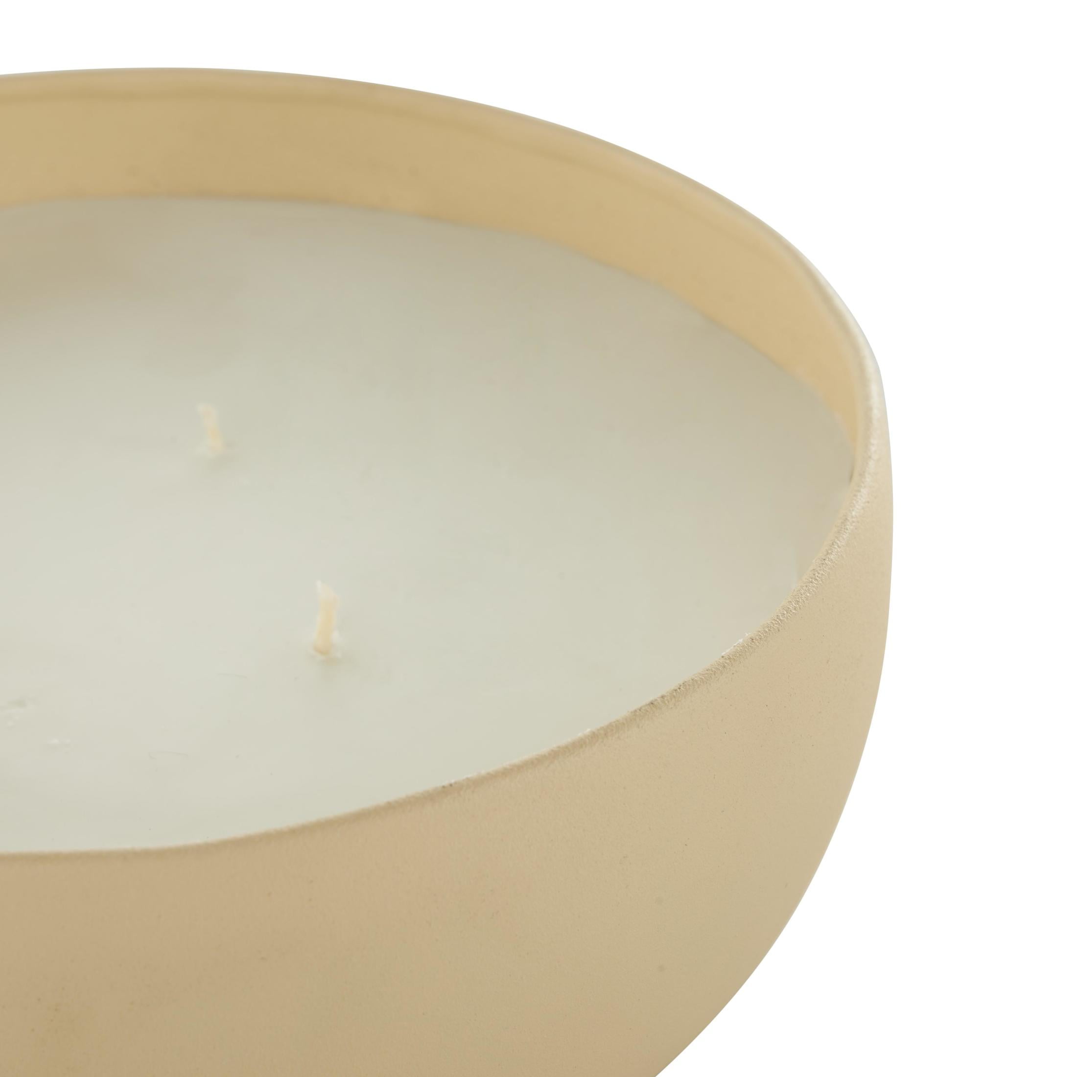 DecMode Beige Metal Rose Blossom & Sandalwood Scented Textured 34oz 4 Wick Candle with White Wax