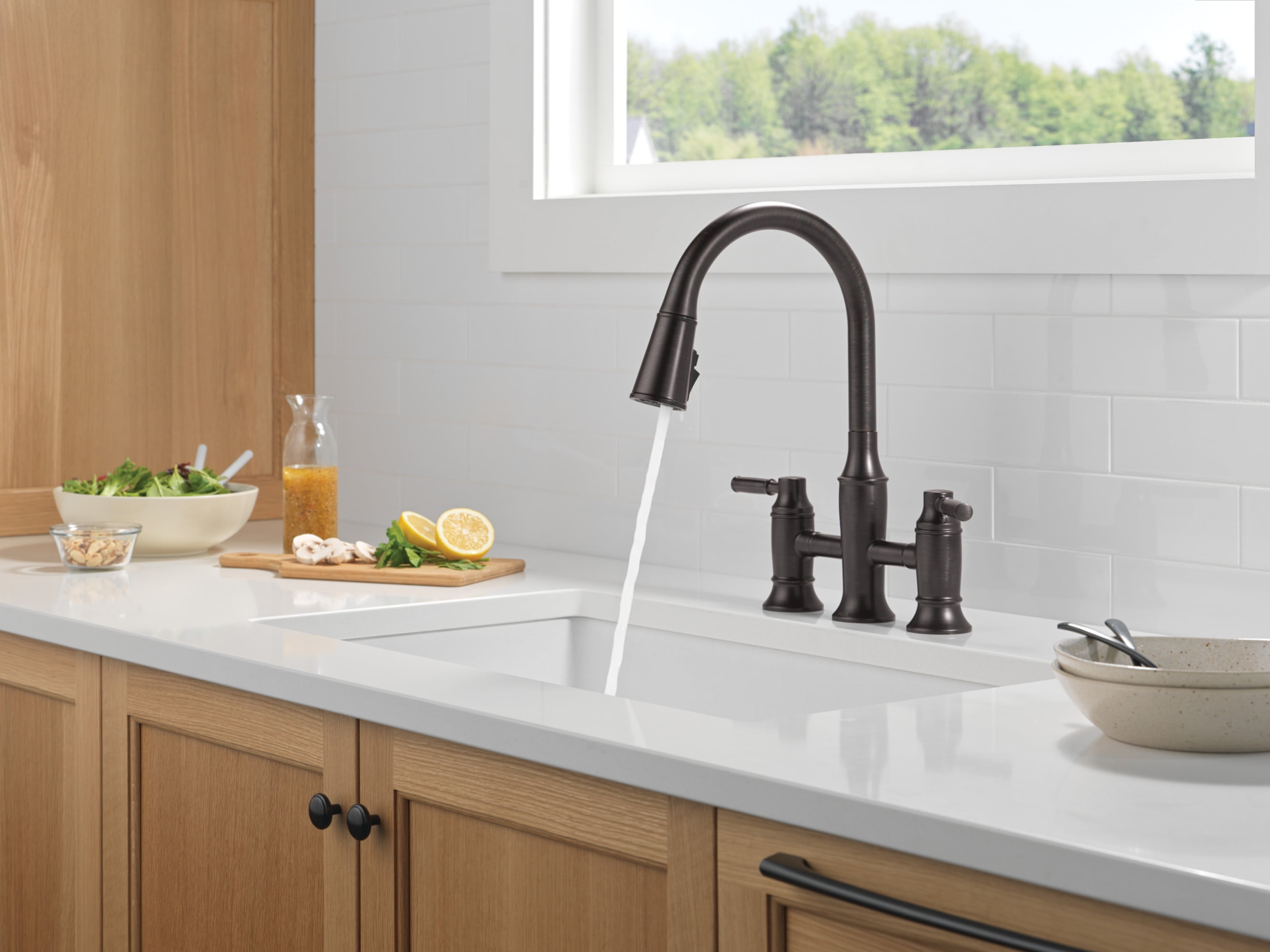 Delta 2384L-Dst Renaldi 1.8 GPM Bridge Kitchen Faucet - Lumicoat Polished Nickel