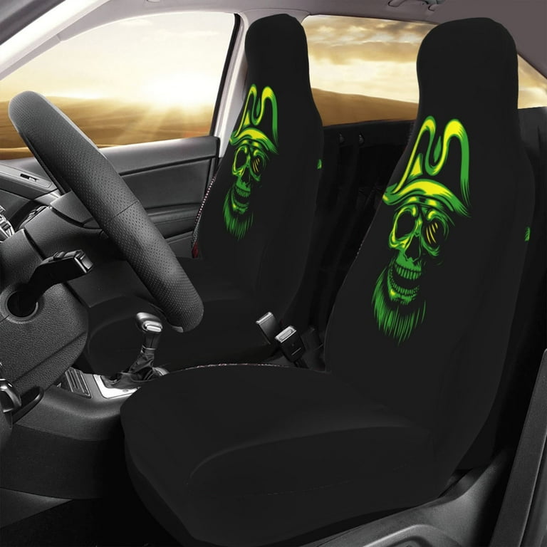 Green Camo Skull Universal Fit Car Seat Covers