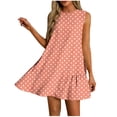 thumbnail image 3 of TAGOLD Womens Sleeveless Round Neck Dress Random Print Side Ruched Sleeveless Casual Dress, 3 of 5