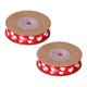 thumbnail image 1 of Cinta Roja de 2 uds., 1,5 cm/0,6 pulgadas de ancho, cintas con patrón de corazón, artesanía romántica de corte DIY para embalaje de regalo, 1 of 8