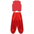 thumbnail image 4 of TiaoBug Kids Boys Arabian Prince Outfits Waistcoat Vest with Bloomers Holiday Belly Dance Pants Set Burgundy 6, 4 of 5