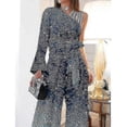 thumbnail image 3 of Women"s Jumpsuit Lace Up Print One Shoulder Elegant Party Cocktail Party Regular Fit Long Sleeve Kb, 3 of 5