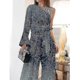 thumbnail image 3 of Women"s Jumpsuit Lace Up Print One Shoulder Elegant Party Cocktail Party Regular Fit Long Sleeve Kb, 3 of 5