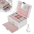 thumbnail image 1 of Three Layer PU Leather Jewelry Storage Box Necklace Rings Earrings Holder Organizer, 1 of 8