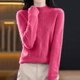 thumbnail image 5 of NMMUED Mock Neck Sweater Long Sleeve Undershirt for Women Fall Sweaters for Women Pullover Sweaters for Women Womens Tops Casual Sweater Tops for Women Knitted Tops for Women Hot Pink L, 5 of 5