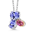 thumbnail image 2 of 925 Silver and 10K Yellow Gold Blue Tanzanite and Pink Mystic Topaz Pendant Necklace for Women (2.41 Cttw, Oval 8X6MM, 7X5MM and 6X4MM, Gemstone December Birthstone, with 18 inch Chain), 2 of 4