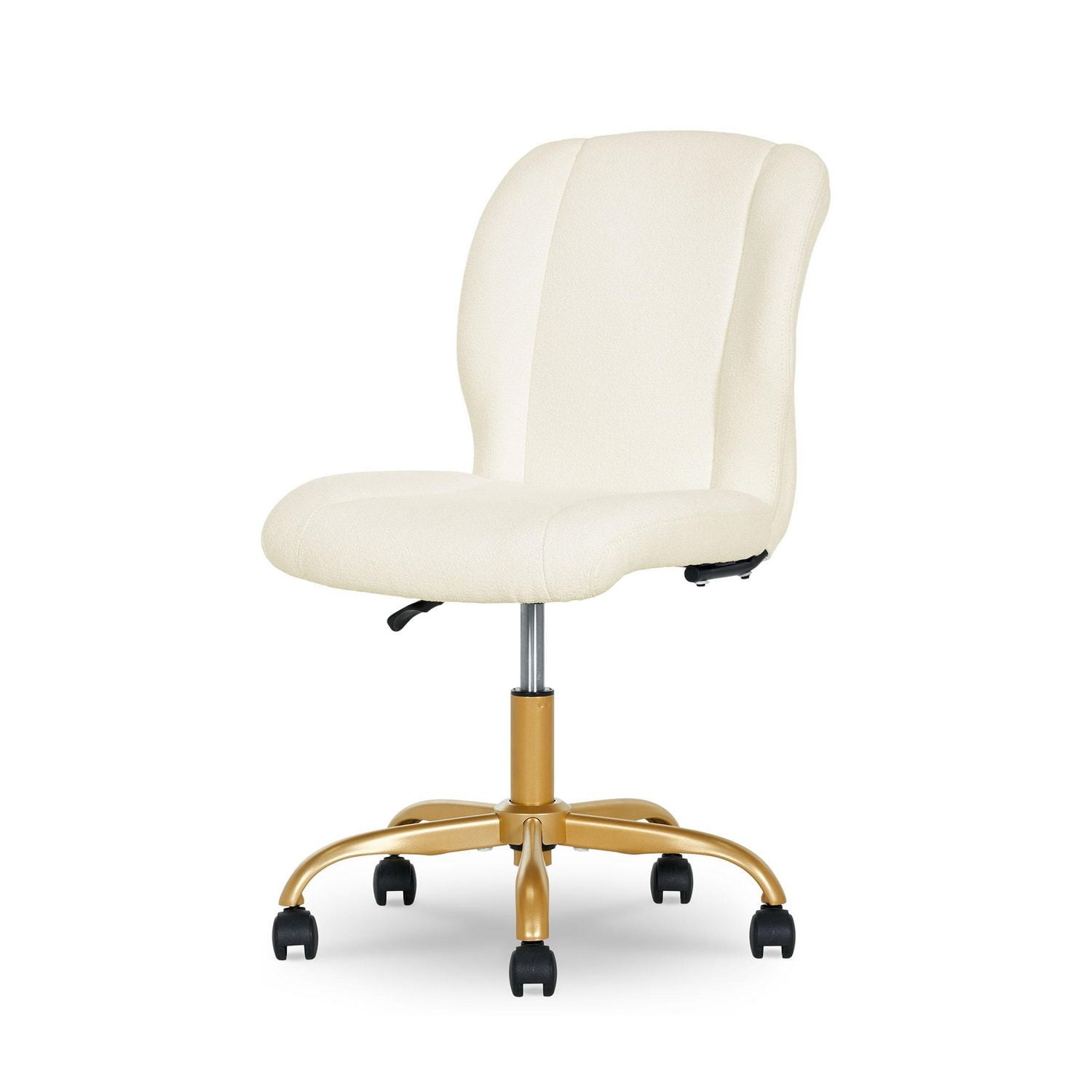 Mainstays Bouclé Armless Office Chair, Cream, Soft bouclé fabric
