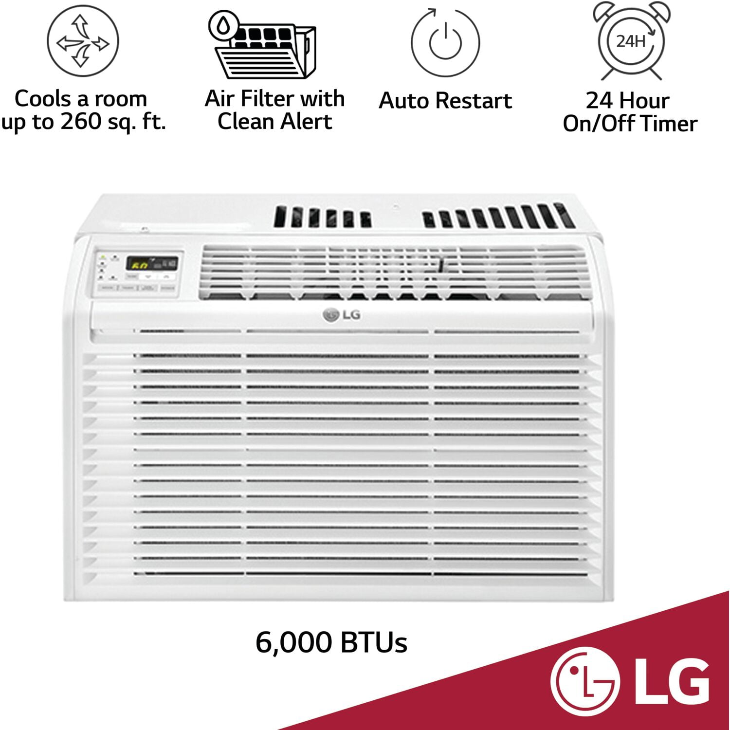 LG 6,000 BTU 115V Window Air Conditioner with Remote Control, LW6017R