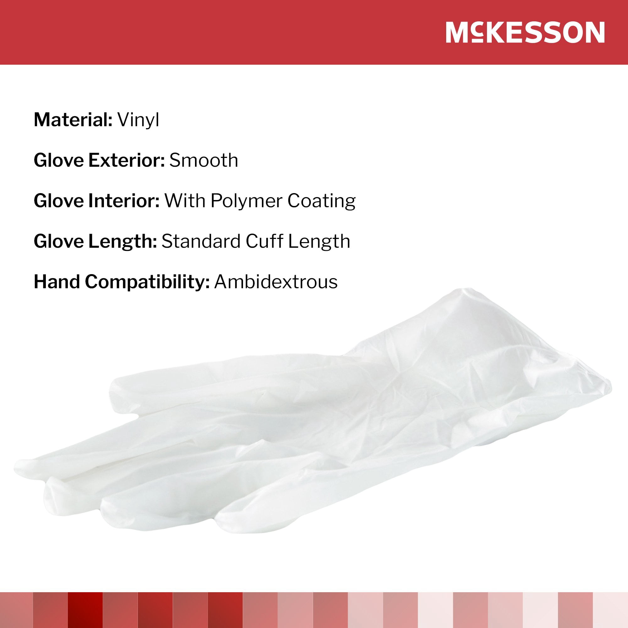McKesson Confiderm Disposable Vinyl Exam Glove Standard Cuff Length SMALL 14-164 1000 per Case