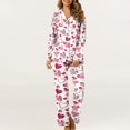 thumbnail image 2 of Enjoytime Valentine's Day Lounge Sets for Women Soft Long Sleeve Fashion Heart Printed Pjs Sets with Pockets Sleepwear Homewear Nightwear Lounge Sets Pajama Sets, 2 of 5