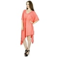 thumbnail image 4 of Bimba Women Asymmetrial Cotton Kaftan Peach Rayon Caftan With Pom-Pom Beach Coverup, 4 of 6