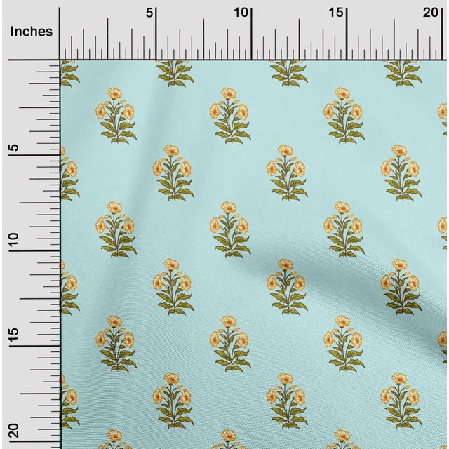 oneOone Polyester Lycra Pastel Mint Fabric Stripe & Floral Block Craft Projects Decor Fabric Printed By The Yard 56 Inch Wide
