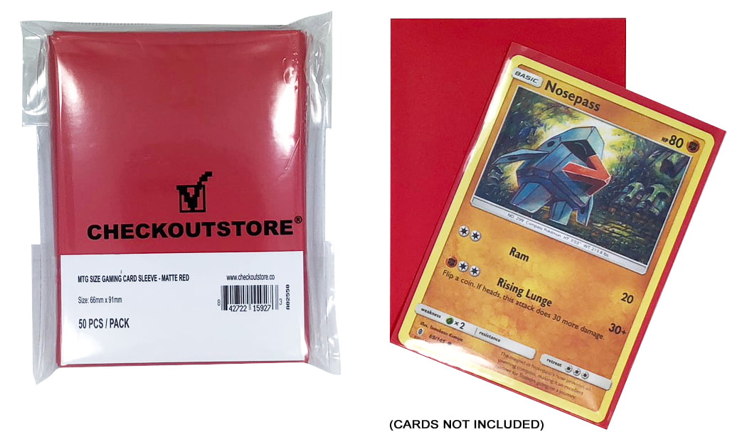 50 66 x 91 mm CheckOutStore Protective Sleeves for Trading Cards Double Matte Red 