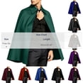 thumbnail image 2 of DxhmoneyHX Men's Halloween Short Cape Cloak Loose Lapel Collar Vintage Outerwear Fashion Costume for Festival Party, 2 of 8