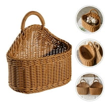 TEHAUX Hand-Woven Storage Basket Wall Hanging Flower Basket Wall Organizer Wall Decor