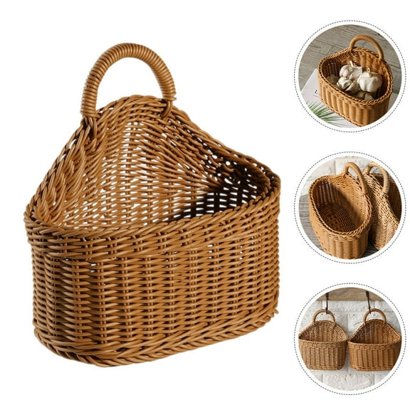 TEHAUX Hand-Woven Storage Basket Wall Hanging Flower Basket Wall Organizer Wall Decor