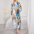 thumbnail image 3 of Pajama Sets for Women 2 Pcs, Orange Calla Lily Flowers Button Down Long Sleeve Sleepwear Lounge PJ Sets, 3 of 6
