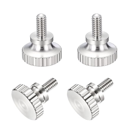 Uxcell 5Pcs M2x4mm Knurled Thumb Screws, 304 Stainless Steel Flat Head Thumb Screws with Shoulder Grip Knobs, Hand Tighten Bolts Fasteners - Machine Mounting Use, Silver