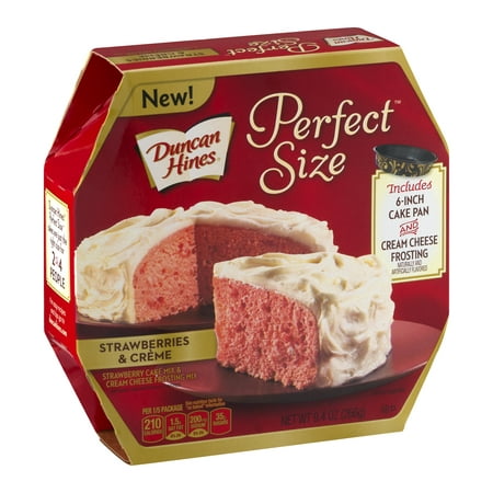 (2 pack) Duncan Hines Perfect Size Strawberries & Creme Cake Mix & Cream Cheese Frosting Mix, 9.4