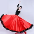 thumbnail image 6 of Ladies Long Bpaso Doble Folklorico Gypsy Belly Dancing Satin Skirt Full Circle Skirt, 6 of 7