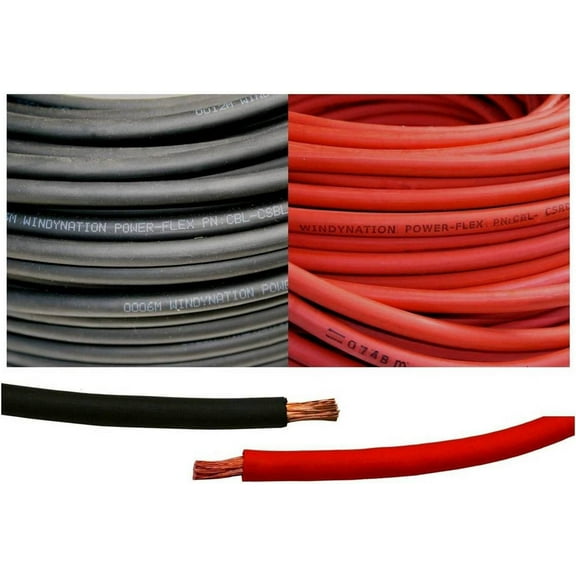 4 Gauge 4 AWG 15 Feet Red   15 Feet Black (30 Feet Total) Welding Battery Pure Copper Flexible Cable Wire - Car, Inverter, RV, Solar by WindyNation
