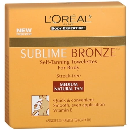Body Electrical Wiper - L'Oreal SUBLIME BRONZE Self-Tanning Towelettes For Body Medium Natural Tan 6 Each (Pack of 2)