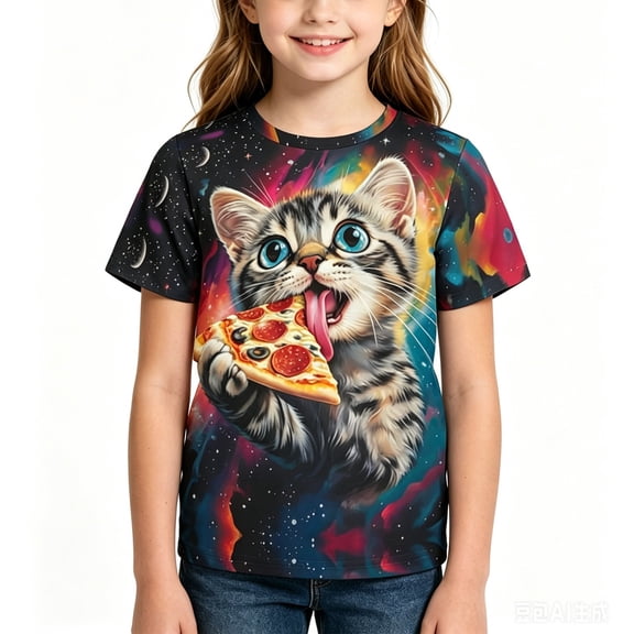 Glisme Girl T Shirts 12-13 Years Crewneck Tee Short Sleeve Cartoon Graphic Tops Fashion Clothes Multicolour