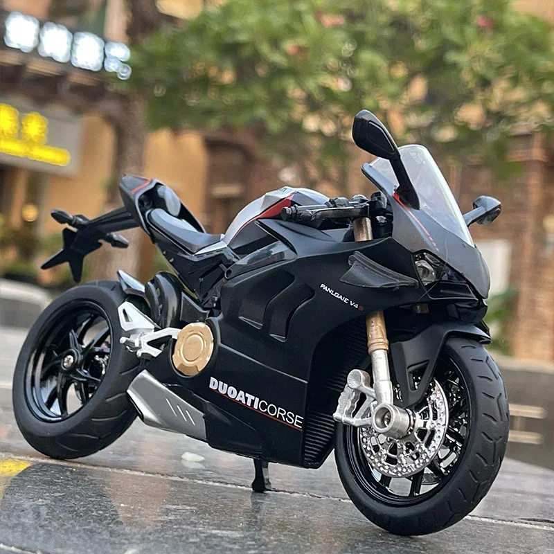 1/12 Ducati Panigale V4S Racing Cross-country Motorcycle Model Simulation Alloy Toy Street Motorcycle Model Christmas Kids Gift Black V4S