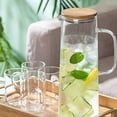 thumbnail image 3 of Jarra de Agua de Vidrio de 1,7 L con Asa, Tapa de Bambú, Resistente Al , Hervidor de Agua FríA y Caliente, Capacidad para Té, Jarra de Jugo de Agua, 3 of 5