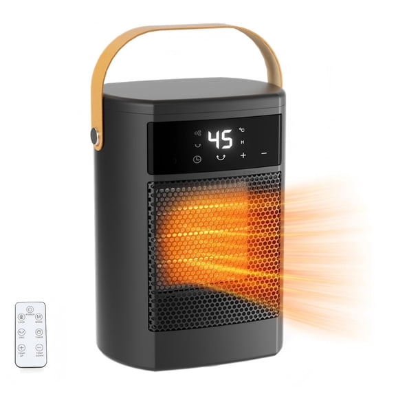 Space Heater with Remote, 1500W Oscillating Electric Heater with Thermostat & 12H Timer, Portable Small Heater for Bedroom, Office and Desktop