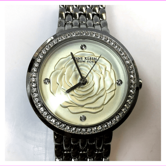 Anne Klein 'Flower' 12/2283SVSV Swarovski Crystal Women's Watch