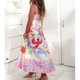 thumbnail image 3 of Women Boho Y2K Graffiti Cami Long Dress Colorful Spaghetti Strap Square Neck Flowy Maxi Dress Beach Vacation A-line Sundress, 3 of 7