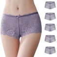 thumbnail image 3 of Gibobby Braguita cintura alta Bragas de mujer Sexy Bikini breve 5 uds bóxer ropa interior sin costuras mujer encaje surtido Ultra bragas de mujer(Morado， XXXXL), 3 of 3