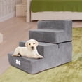 thumbnail image 6 of 4 Tiers Dog Stairs Pet Ramp Ladder Puppy Detachable Cover Slope Non Slip Bottom Light Grey, 6 of 8
