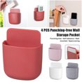 thumbnail image 2 of 4 PCS Punching-free Wall Storage Pocket Self Adhesive Wall-mounted Remote Holder Space-saving, 2 of 6