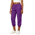 thumbnail image 3 of OVAFBAU Women's Capris Pants Yoga Workout Leggings High Waist Slim Casual 8/10 with Pockets Linen Pants, 3 of 8