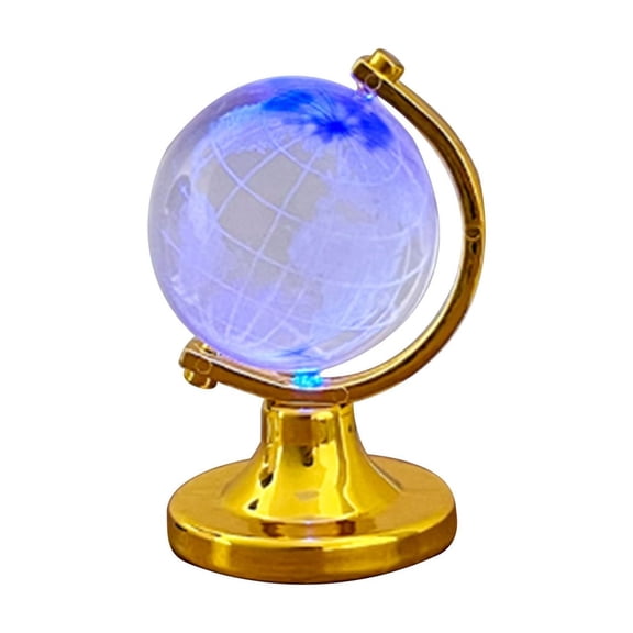Mini Sphere Globe, Round Earth World Glass Ball Decorative Desktop Ornament Home Office Decor Golden