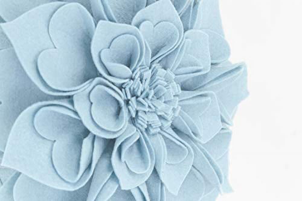 Fennco Styles Handmade 3D Heart-Shaped Petals Flower Decorative Throw Pillow Cover 16 Inch Round - Aqua Floral Pillow Case for Couch, Home Décor, Bedroom Décor and Holiday, Housewarming Gift