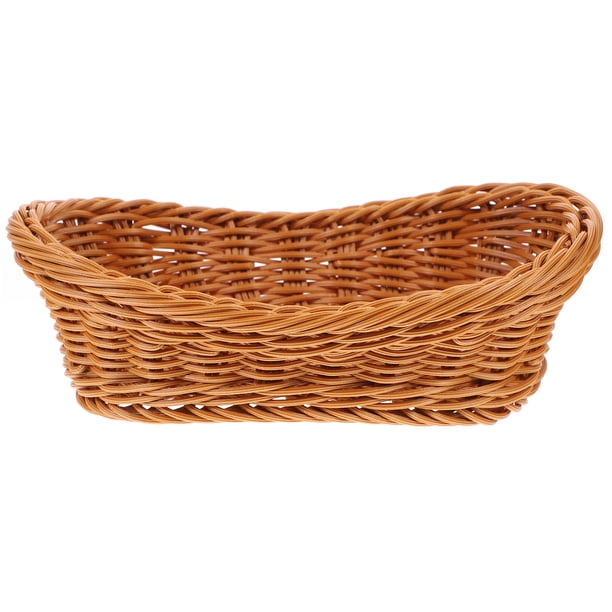 Cesta para pan, cesta para frutas, soporte para servir comida de cocina, cesta de ratán de imitación